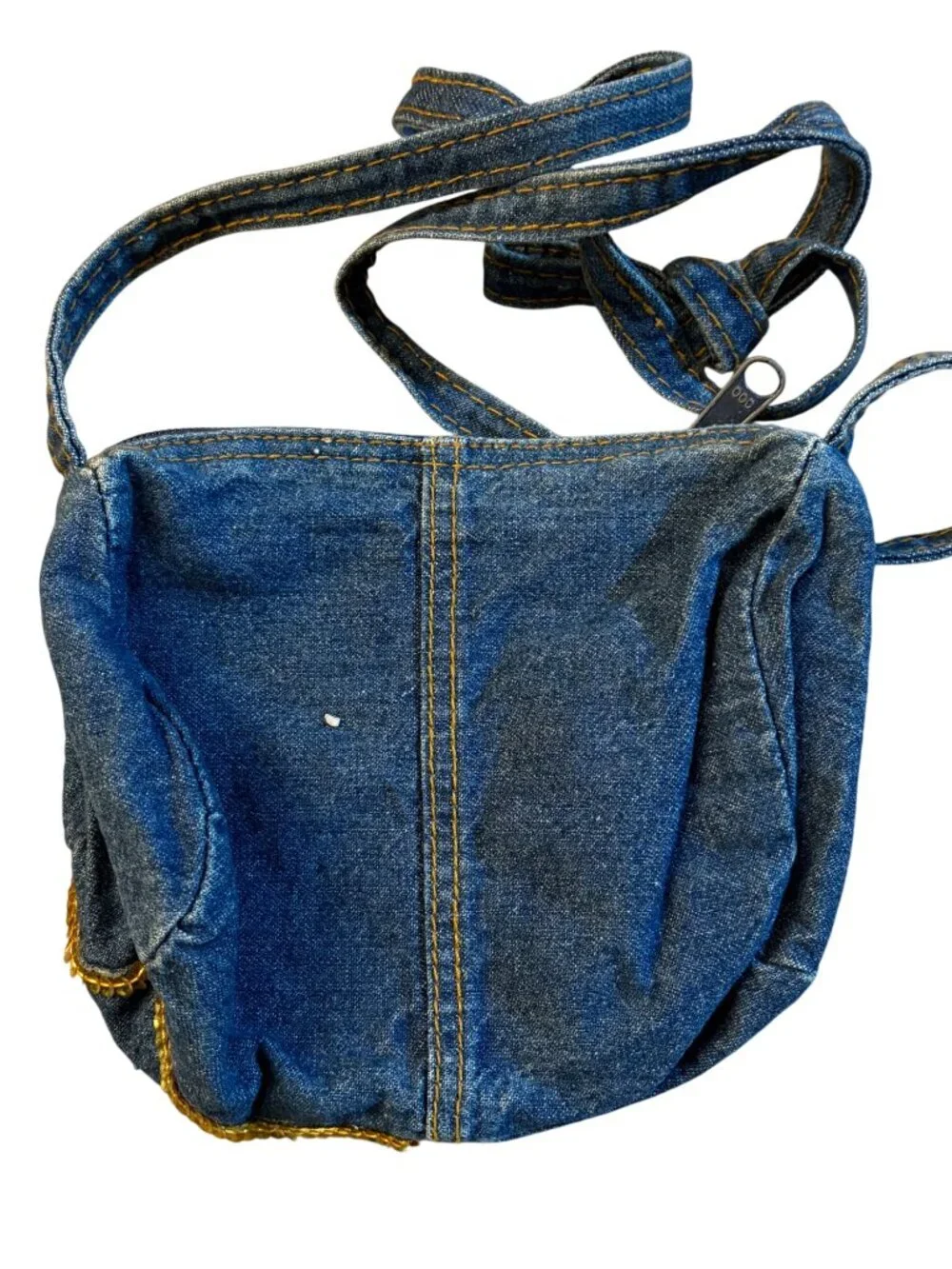 Vintage Gitano Denim Crossbody Bag With Doll & Colorful Embellishments Adjustabl